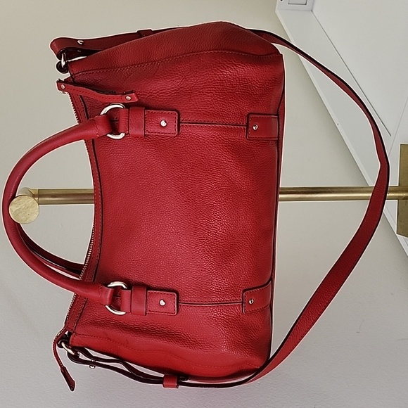Kats Spade Red Leather Satchel With Strap - Picture 8 of 16